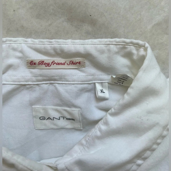 Gant Shirt Women Size XL White Ex Boyfriend Preppy Button Down Academia Classic - Picture 7 of 8